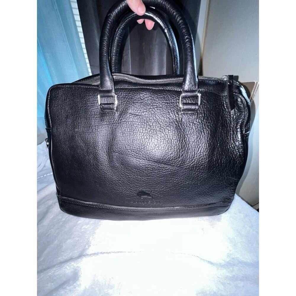 Levinson Leather Goods Messenger Bag Briefcase Black Pebbled Leather Shoulder